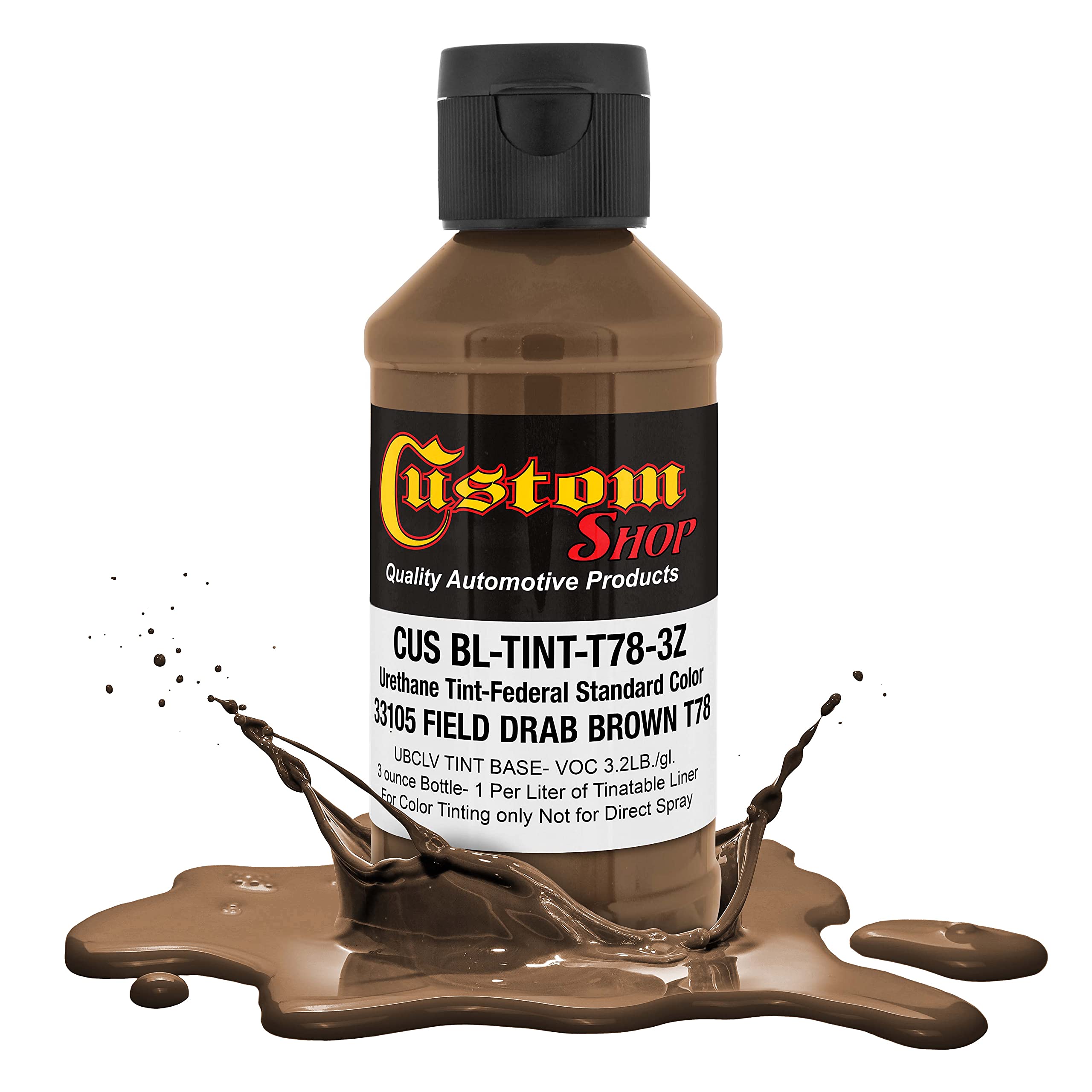 Custom Coat Camouflage Series 3 Ounce (Field Drab Brown Federal Standard Color #33105) Urethane Tint Concentrate For Tinting Tru